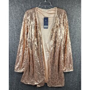 Anna-Kaci Cardigan Womens M YBA0185 Rose Gold Sequin Open Front NEW